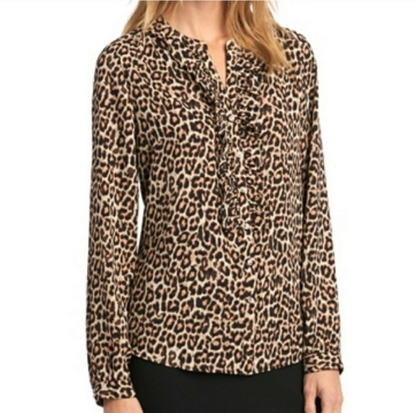 Karl Lagerfeld Tops - Karl Lagerfeld Leppard Print Blouse